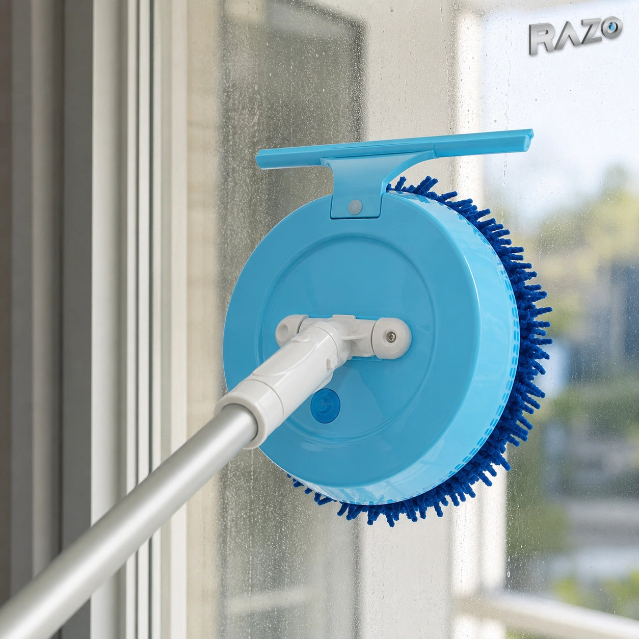 Perie electrică pentru geamuri XM98 cu mâner telescopic, alb și bleu - imagine produs 6