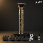 Trimmer WS-T99 auriu cu lamă T și design gravat - imagine produs 1
