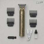 Trimmer WS-T99 auriu cu lamă T și design gravat - imagine produs 2