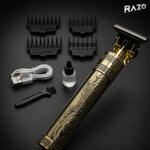 Trimmer WS-T99 auriu cu lamă T și design gravat - imagine produs 4