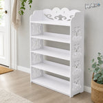 Pantofar RAZO din lemn alb cu 5 rafturi și design traforat, 62 x 24 x 90 cm - imagine produs 3