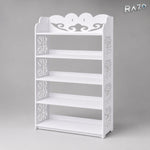 Pantofar RAZO din lemn alb cu 5 rafturi și design traforat, 62 x 24 x 90 cm - imagine produs 5
