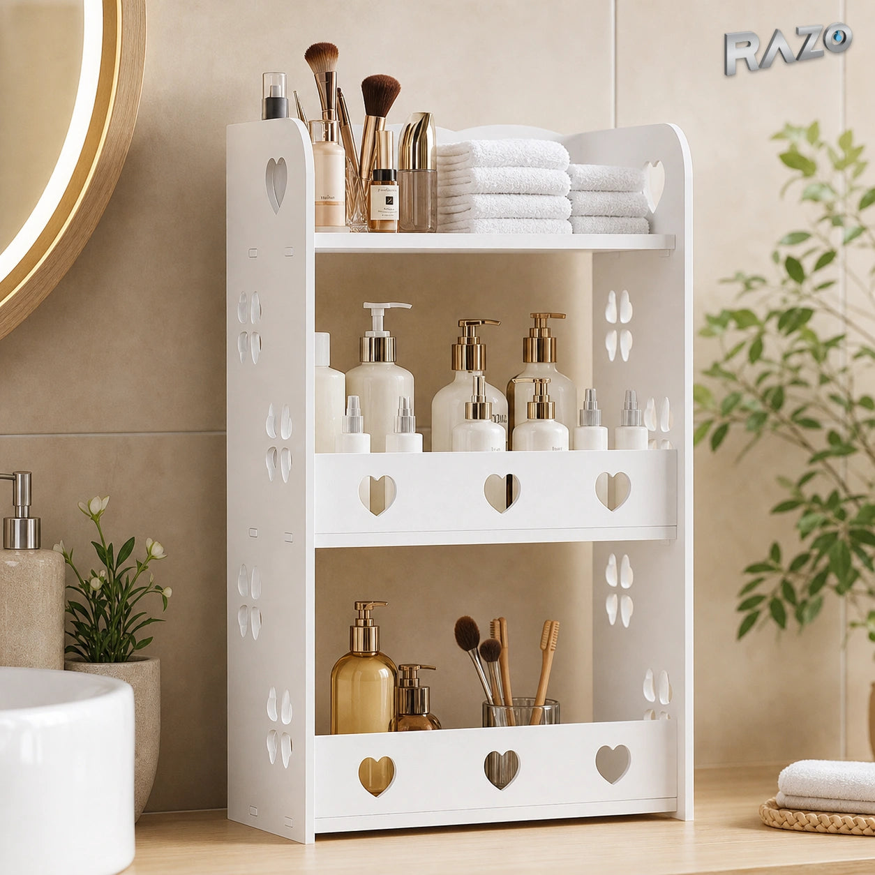 Organizator de baie cu 3 polițe pentru cosmetice și accesorii RAZO - imagine produs 2