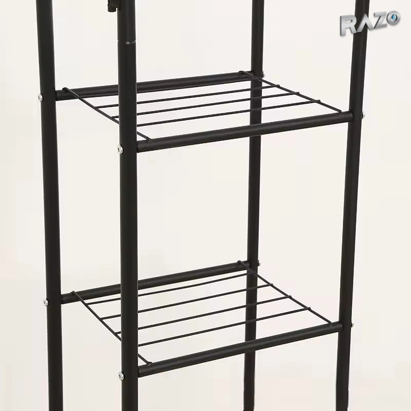 Suport de haine RAZO din fier, cu două bare, 58 kg, 120 × 49 × 160 cm, negru - imagine produs 2