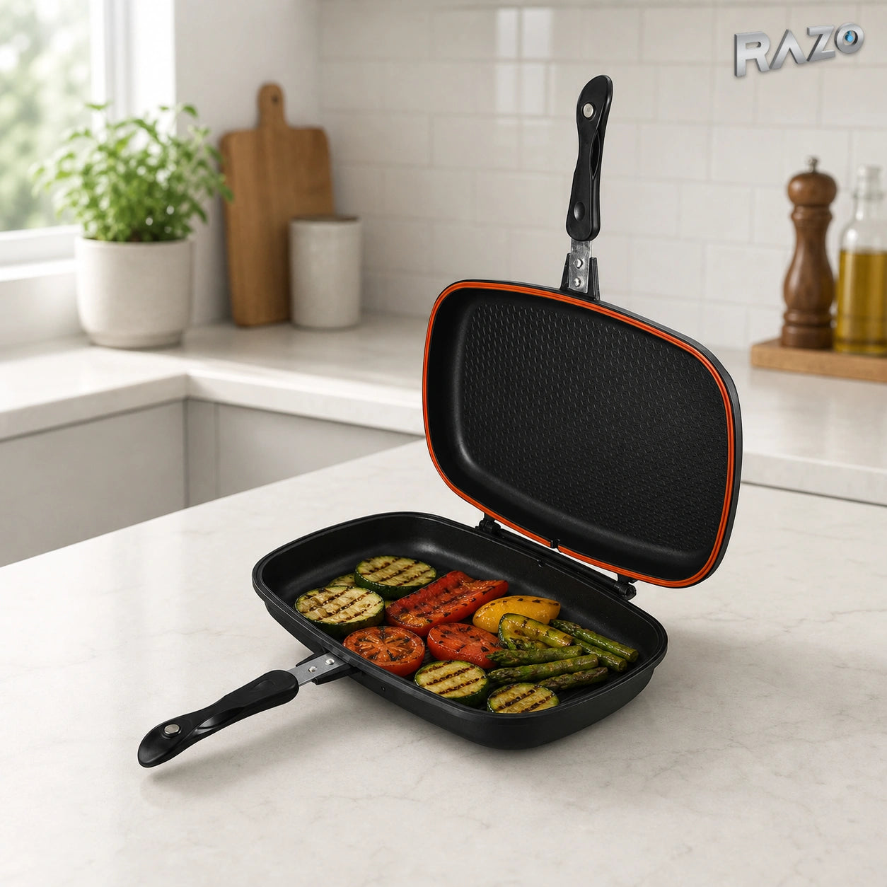 Tigaie dublă grill Royal Dessini 36 cm - imagine produs 2
