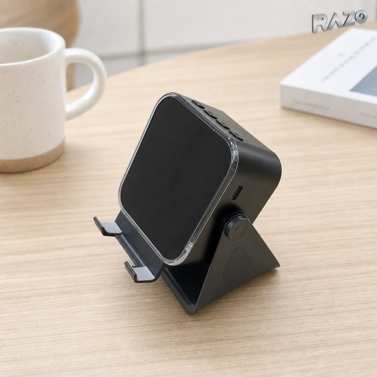 Suport RAZO pentru telefon cu boxă Bluetooth, reglabil, 15 × 13 × 10 cm, negru - imagine produs 4
