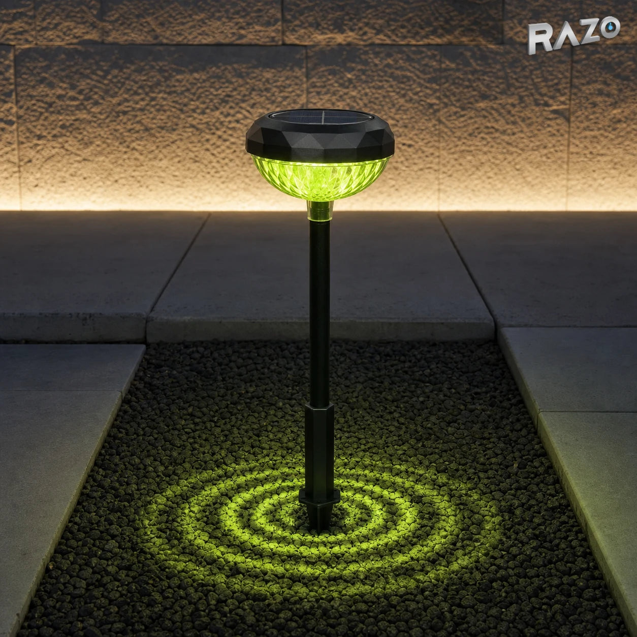 Lampă solară multicoloră pentru grădină RAZO XF2011, Neagră