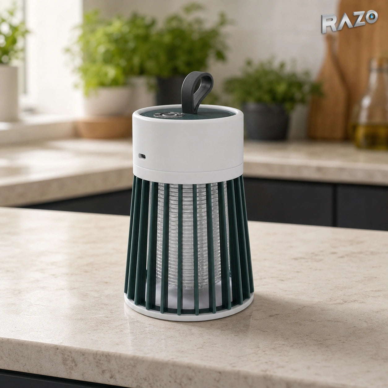Lampă portabilă anti-țânțari YL-002, LED 365 nm, 3 W, DC 5 V–1 A, încărcare USB, alb-verde - imagine produs 4