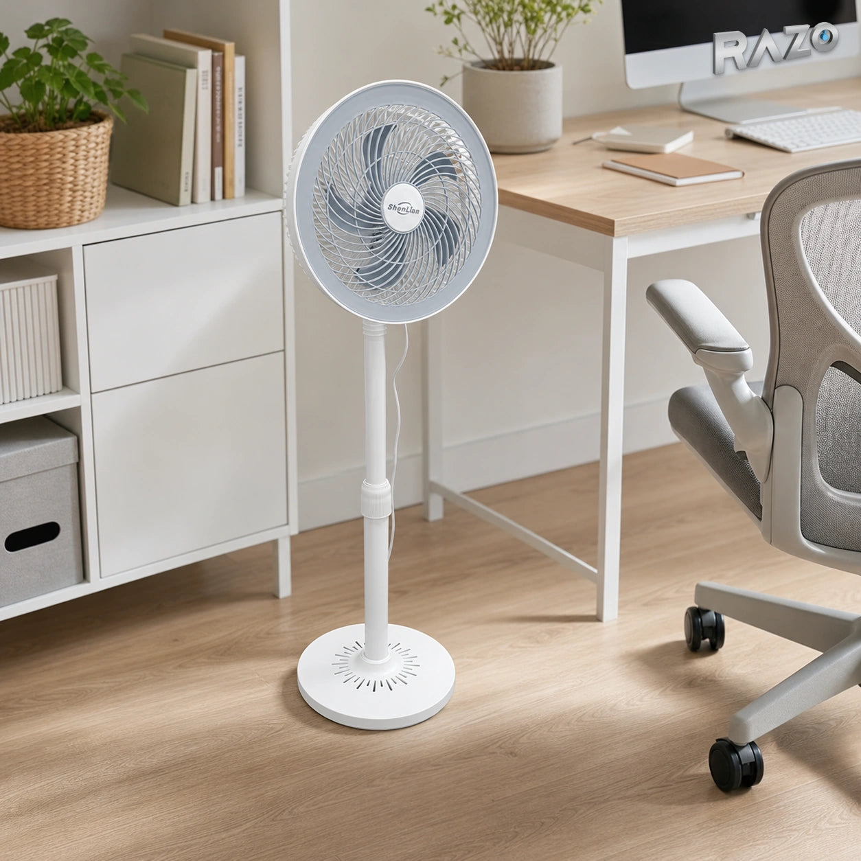 Ventilator cu picior ShenLian SLL-339A-1, reglabil, alb - imagine produs 4