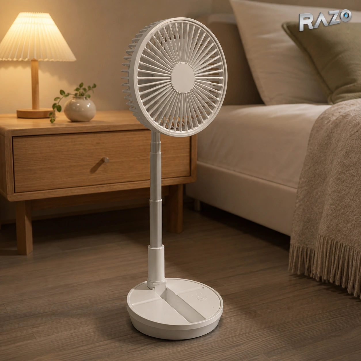 Ventilator pliabil și extensibil F9 cu acumulator, 30–60 cm, alb - imagine produs 3
