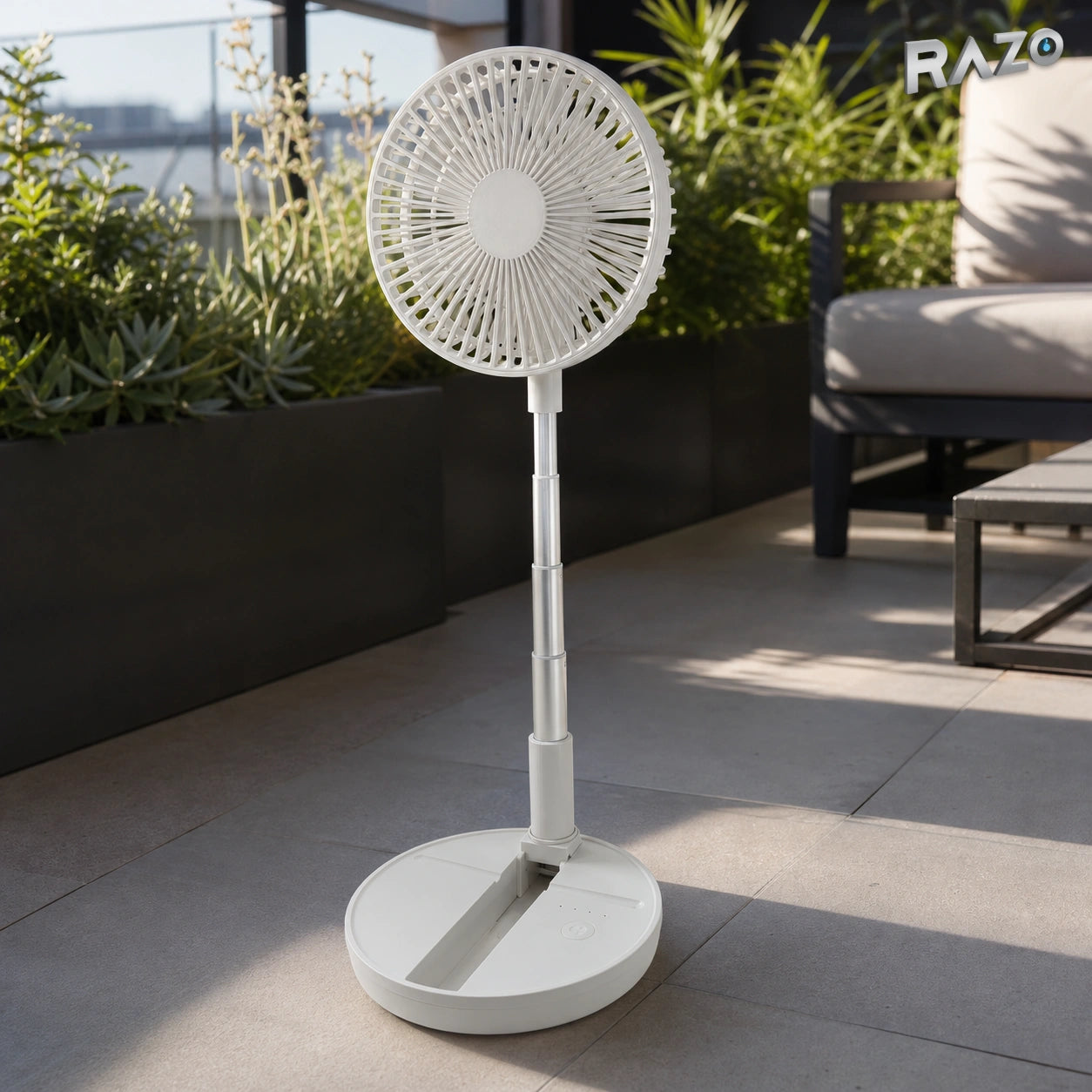 Ventilator pliabil și extensibil F9 cu acumulator, 30–60 cm, alb - imagine produs 4