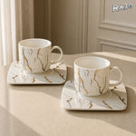 Set Malooki din porțelan cu 2 cești și 2 farfurioare 4471-2 Marble - imagine produs 3