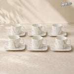 Set de 6 cești cu 6 farfurioare MALOOKI 4471 MARBLE din porțelan - imagine produs 1