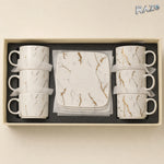 Set de 6 cești cu 6 farfurioare MALOOKI 4471 MARBLE din porțelan - imagine produs 3
