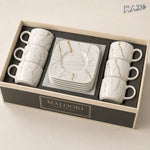 Set de 6 cești cu 6 farfurioare MALOOKI 4471 MARBLE din porțelan - imagine produs 5
