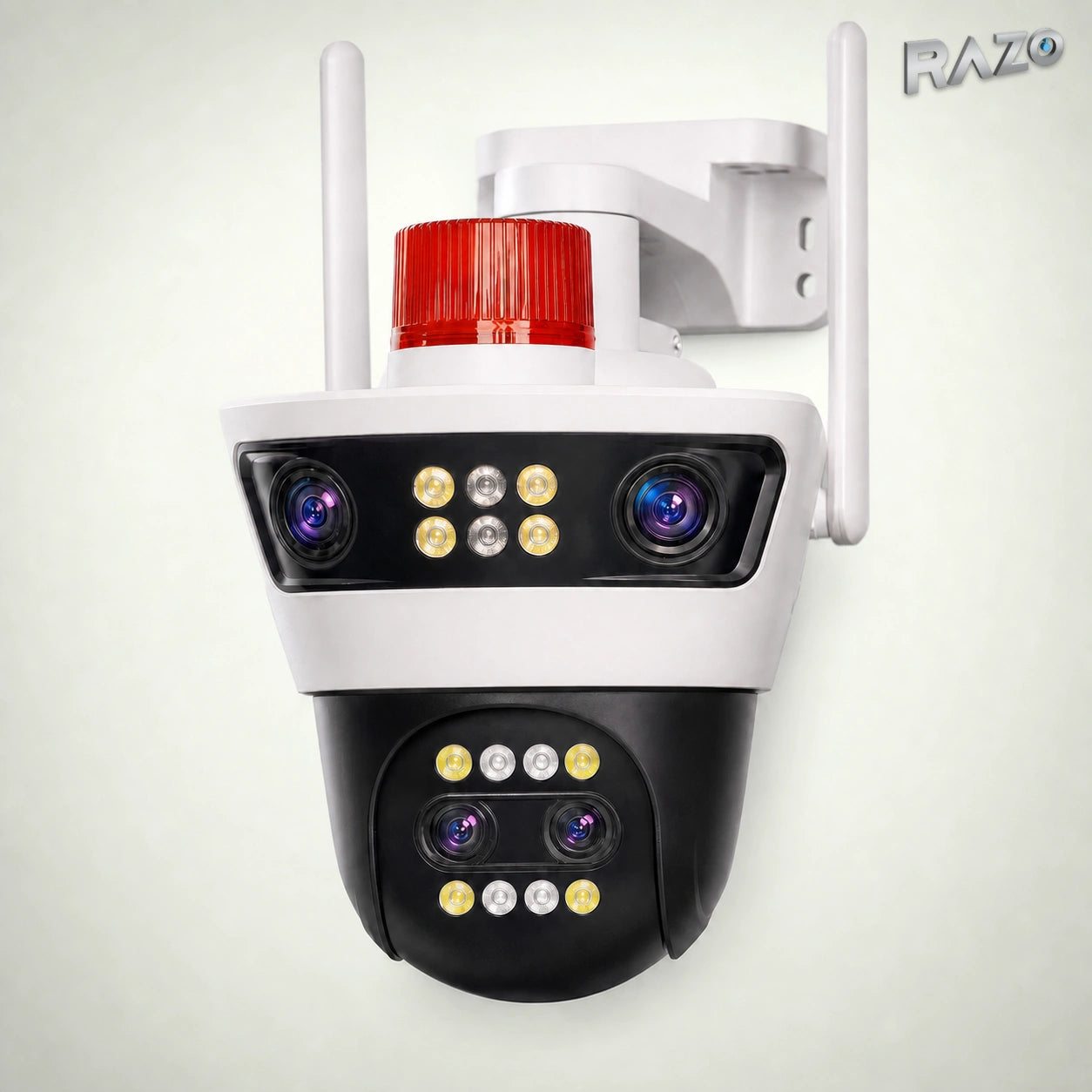 Cameră de supraveghere Wi‑Fi RAZO RAZZ-0789, 4 lentile, PTZ, IP66, alb-negru - imagine produs 5