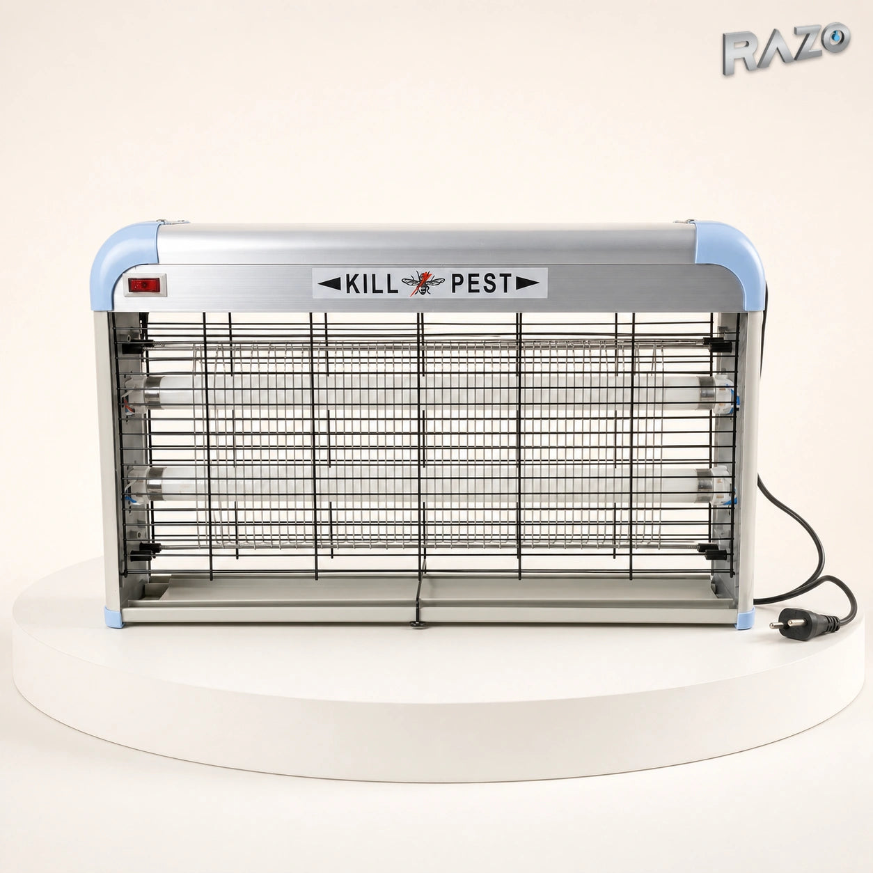 Aparat electric anti-insecte RAZO, 40 W, două tuburi, argintiu și bleu - imagine produs 1