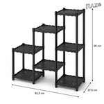 Raft flori triplu RAZO, Suport plante 7 niveluri, Tevi Metalice, Organizator decorativ interior, exterior, 82,5 x 27,5 x 95 cm, Negru