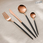 Set de tacâmuri Luxury Collection, 24 de piese din inox, negru cu arămiu