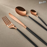 Set de tacâmuri Luxury Collection, 24 de piese din inox, negru cu arămiu