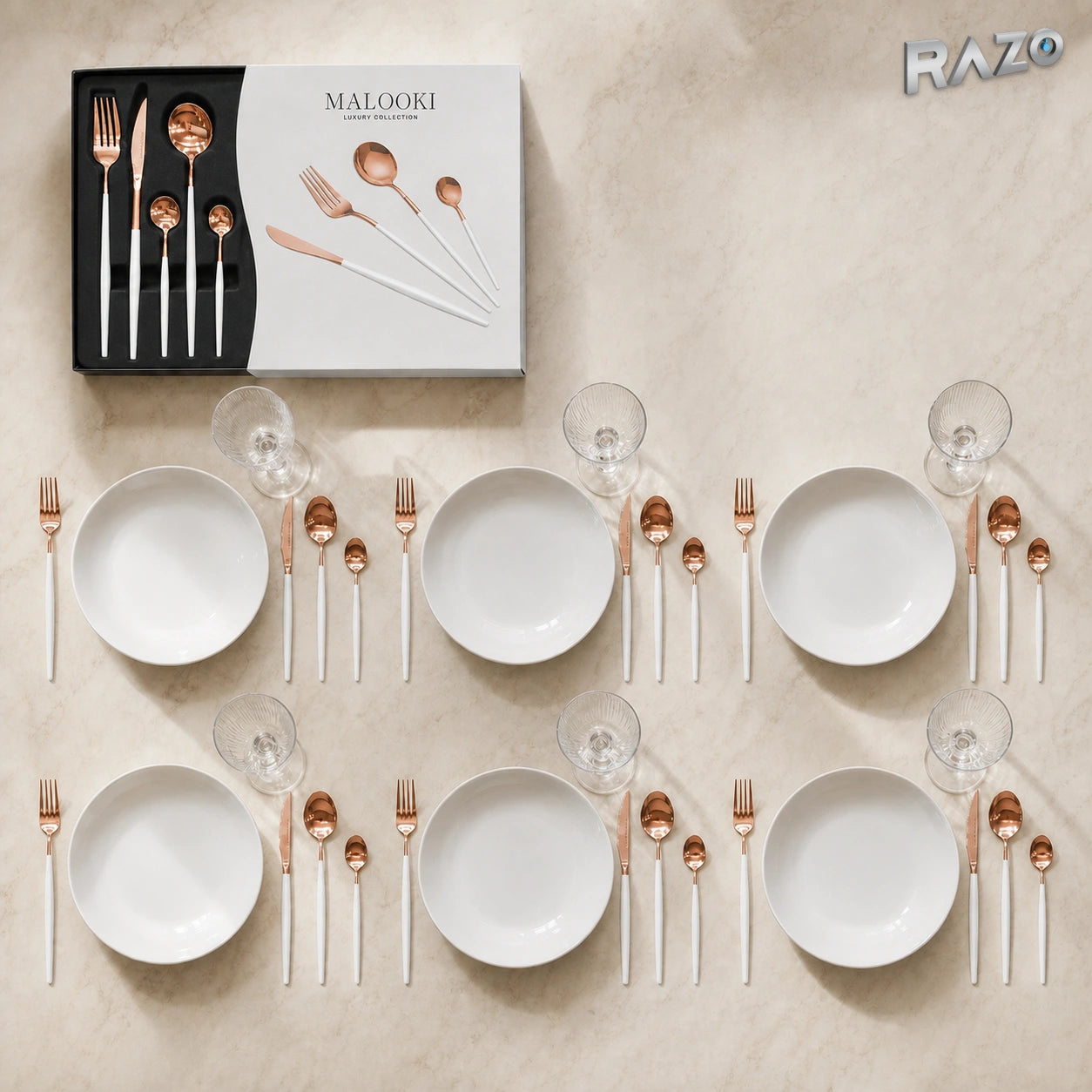 Set de tacâmuri MALOOKI Luxury Collection, 24 de piese din inox - imagine produs 1