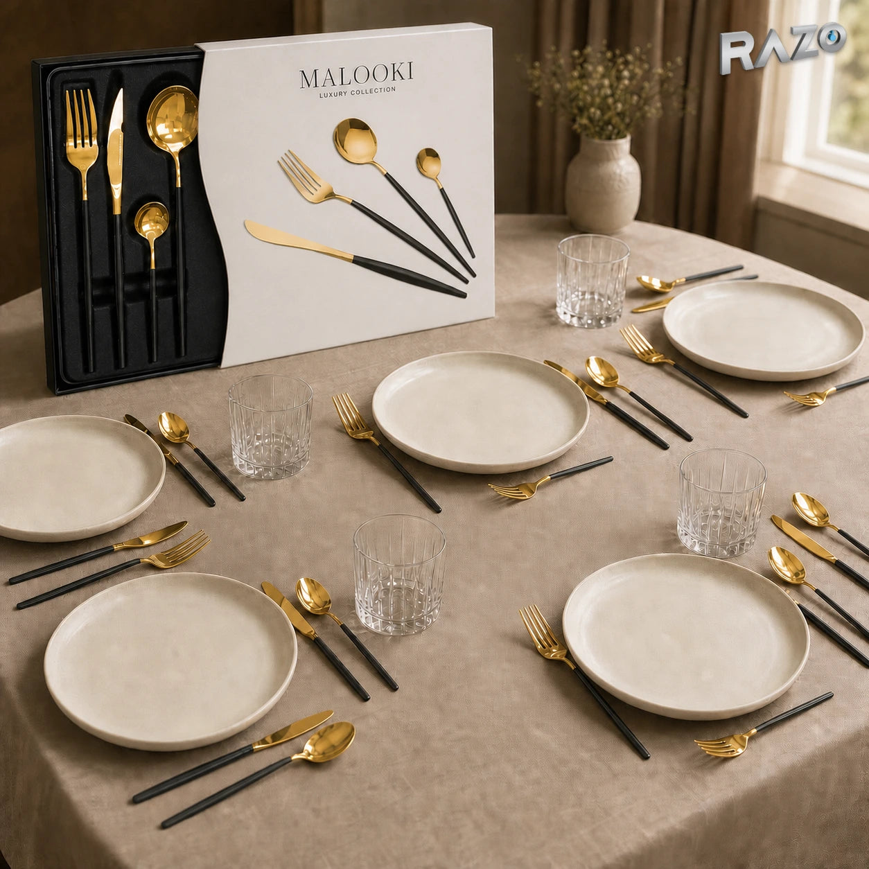 Set de tacâmuri MALOOKI Luxury Collection, 24 de piese din inox - imagine produs 3