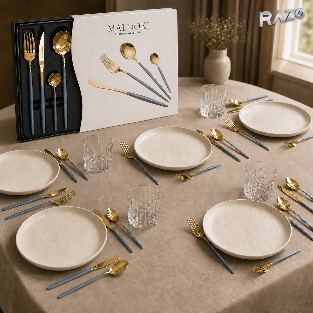 Set de tacâmuri MALOOKI Luxury Collection, 24 de piese din inox - imagine produs 3
