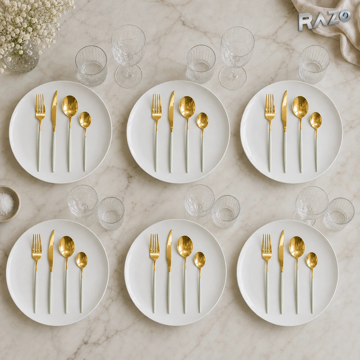 Set de tacâmuri MALOOKI Luxury Collection, 24 de piese din inox - imagine produs 2