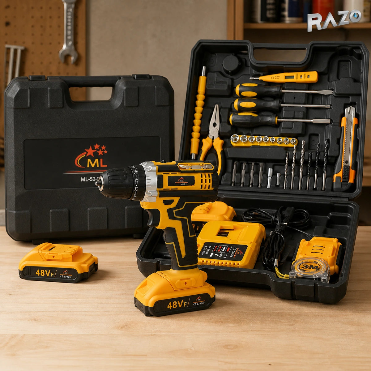 Bormașină cu acumulator ML-52-17, 48VF, cu 30 accesorii - imagine produs 3
