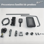 Sistem de duș termostatic din aluminiu, cu afișaj digital, panou Galaxy și cap dreptunghiular, gri - imagine produs 5