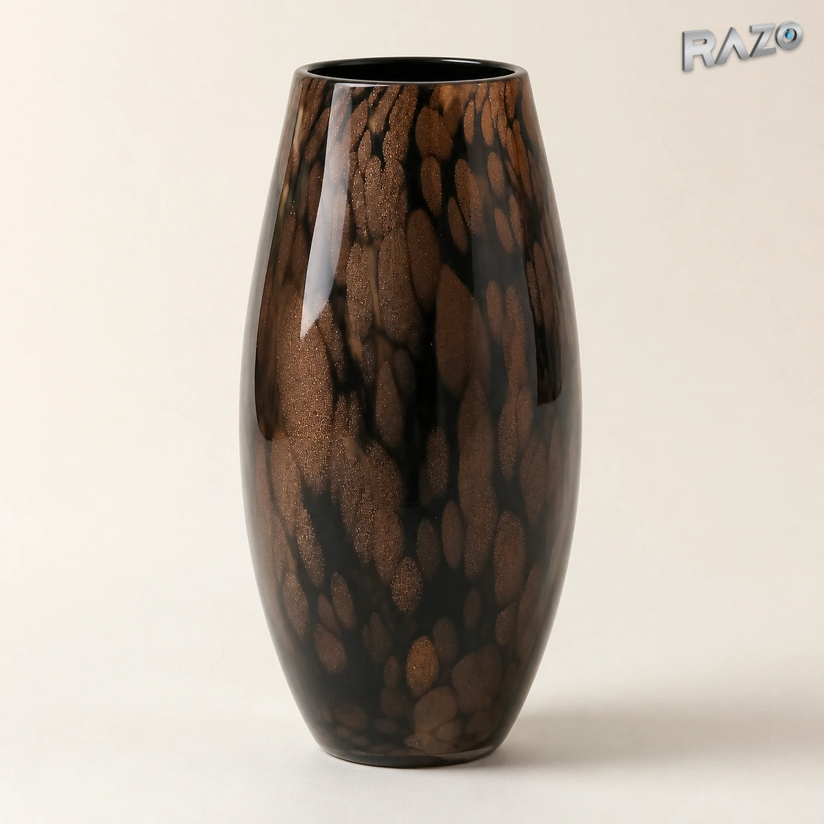 Vază decorativă din sticlă maro, 18 × 14 × 14 cm - imagine produs 1