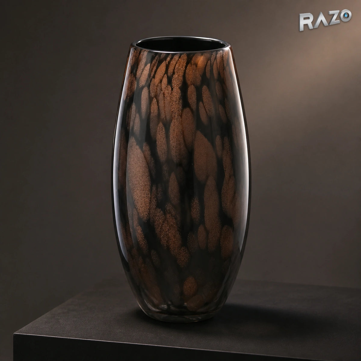 Vază decorativă din sticlă maro, 18 × 14 × 14 cm - imagine produs 3