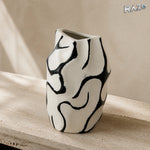 Vază din ceramică lucrată manual MALOOKI 1322, alb-negru - imagine produs 2