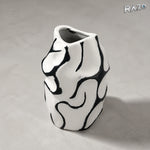 Vază din ceramică lucrată manual MALOOKI 1322, alb-negru - imagine produs 5
