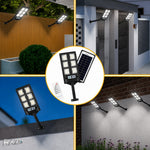 Lampă solară LED de exterior cu panou, telecomandă, senzor de lumină și 6 module LED, rezistentă la apă