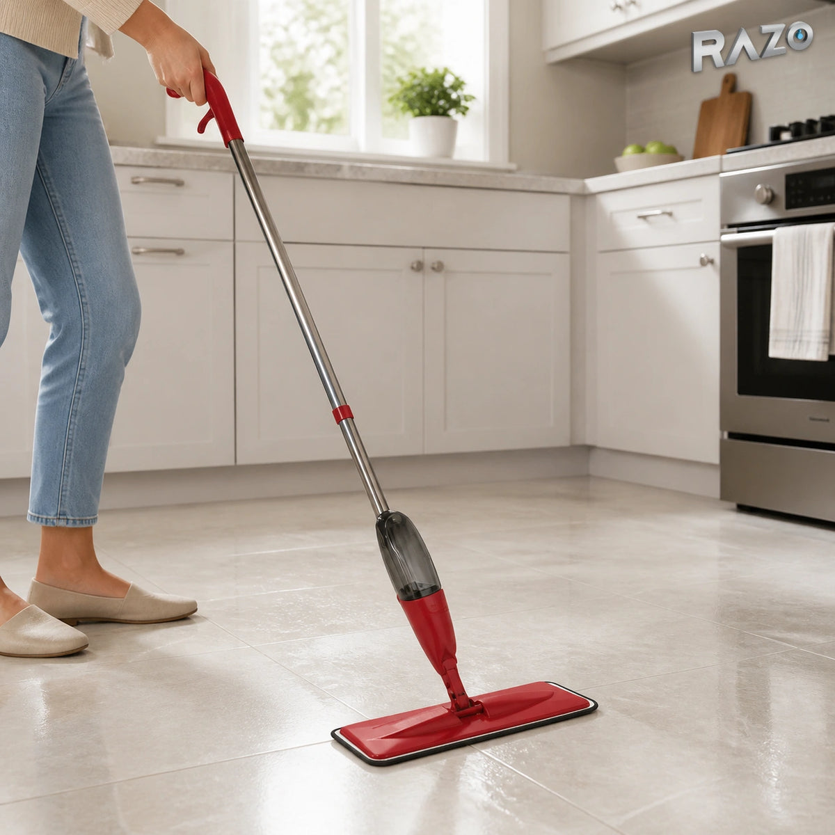 Mop cu spray din microfibră, tijă din oțel inoxidabil și cap detașabil de 40 cm - imagine produs 6
