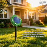 Lampă solară LED floarea-soarelui 2 în 1, IP65, pentru perete și sol, lumină verde