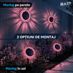 Lampă solară LED floarea-soarelui 2 în 1, IP65, pentru perete și sol, roz - imagine produs 2