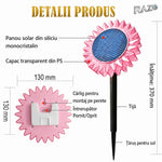 Lampă solară LED floarea-soarelui 2 în 1, IP65, pentru perete și sol, roz - imagine produs 3