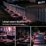 Lampă solară LED floarea-soarelui 2 în 1, IP65, pentru perete și sol, roz - imagine produs 4