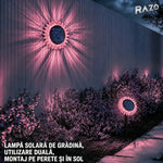Lampă solară LED floarea-soarelui 2 în 1, IP65, pentru perete și sol, roz - imagine produs 6