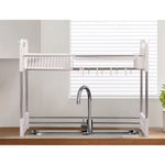 Suport multifuncțional pentru vase deasupra chiuvetei, 74–79 cm, alb - imagine produs 2