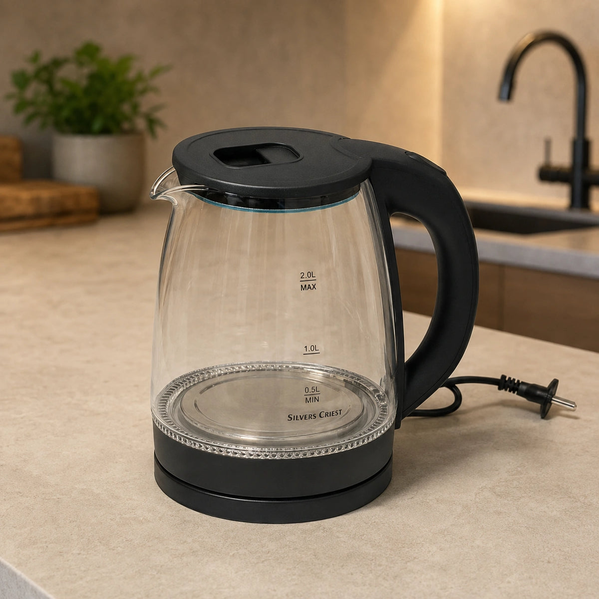 Fierbător electric din sticlă, 2 L, 1500 W, cu oprire automată - imagine produs 2