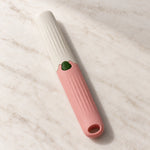 Decojitor de fructe 2 în 1 din plastic, cu lamă de cuțit și lamă de curățare, roz, crem și verde - imagine produs 1