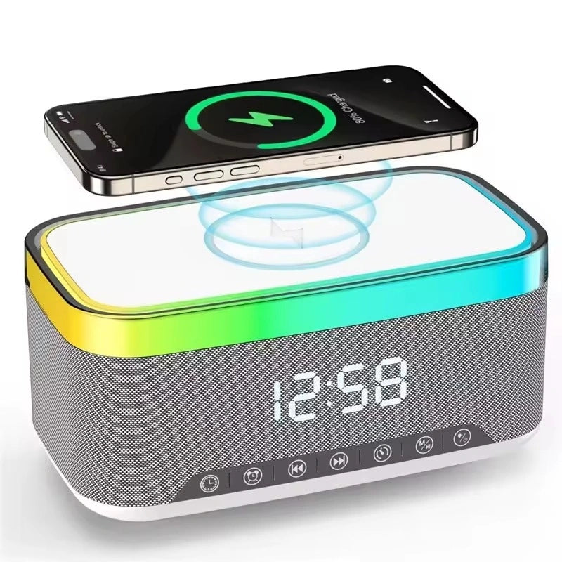 Boxă portabilă Bluetooth 5.3 cu iluminare LED RGB și încărcare wireless 15 W - imagine produs 6