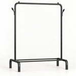 Suport pentru haine din metal, cu raft pentru încălțăminte și cârlige laterale, 110 × 44 × 144 cm, negru - imagine produs 1