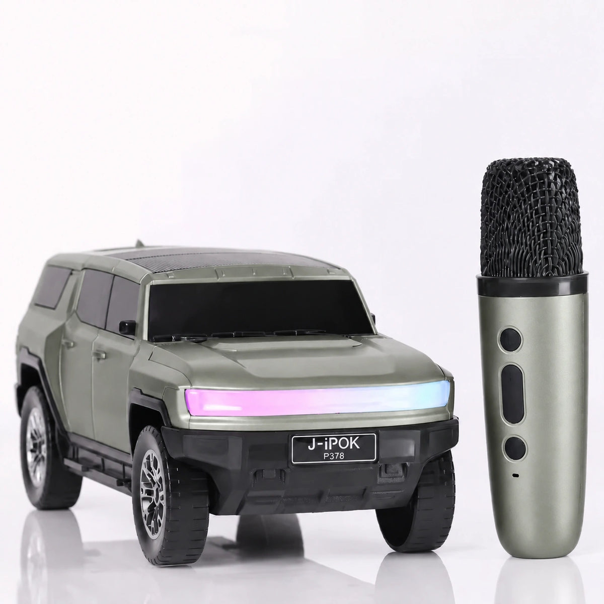 Boxă portabilă în formă de SUV, Bluetooth 5.3, RGB, 5–10 W, cu microfon, gri