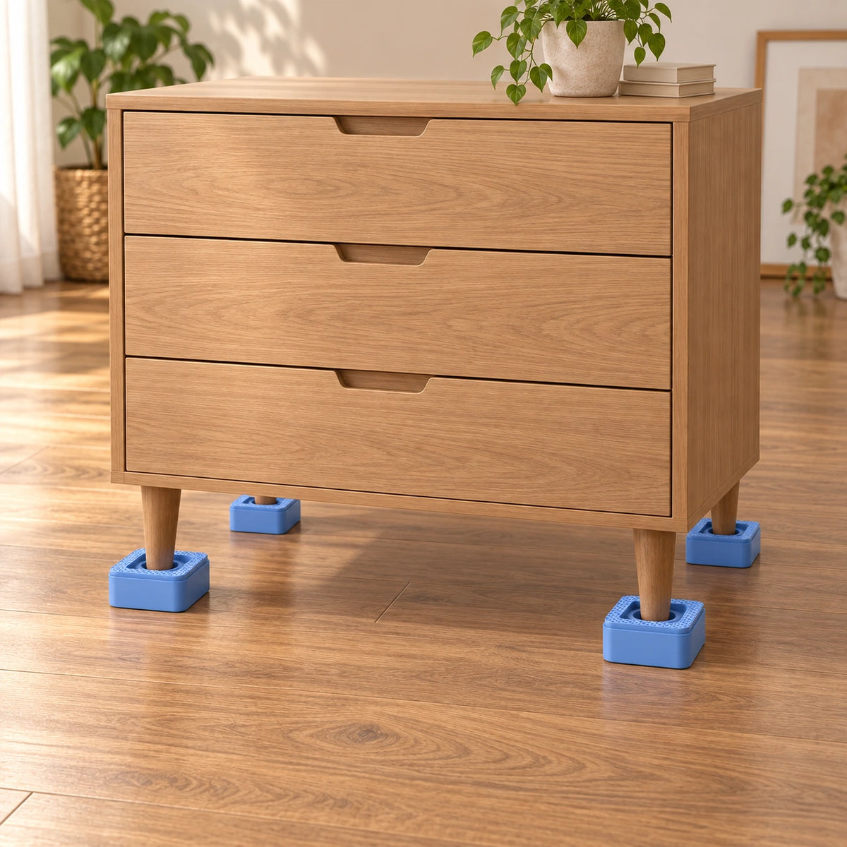 Set 4 suporturi mobile pătrate cu role pentru mutarea obiectelor grele, albastru deschis - imagine produs 2