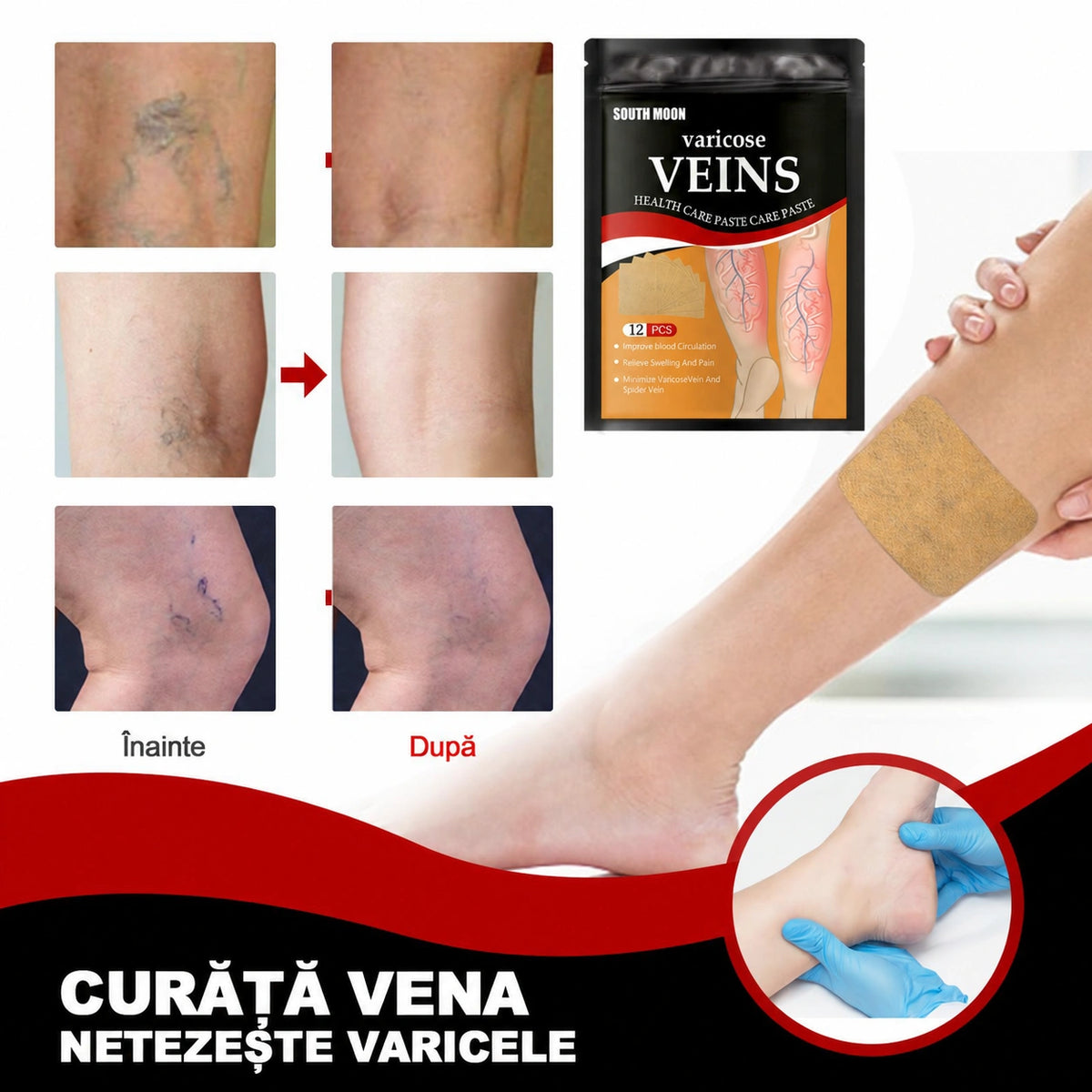 Plasturi pentru îngrijirea picioarelor cu bumbac și plante, pentru gambe - imagine produs 2