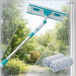 Racleta telescopica RAZO cu lavete din microfibra si stergator din silicon, cap rotativ 180°, maner extensibil 100–170 cm, ideala pentru ferestre, oglinzi, cabine de dus si vitrine
